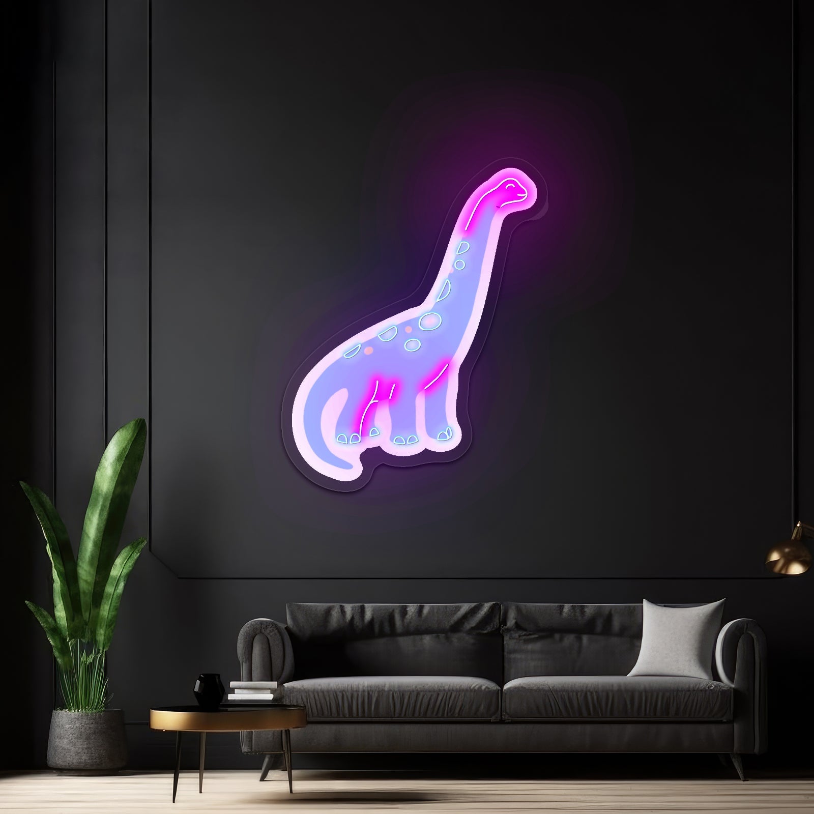 Cute Blue Long Neck Dinosaur Neon Signs - Shineneon