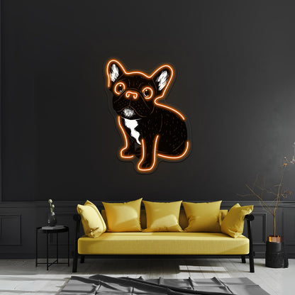 Cute Brindle Frenchie Puppy Artwork Business Led Sign - Shineneon