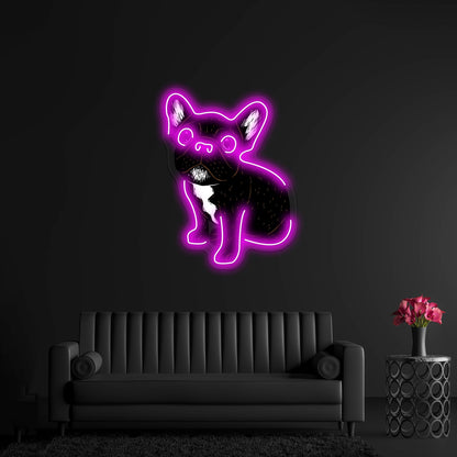 Cute Brindle Frenchie Puppy Artwork Business Led Sign - Shineneon