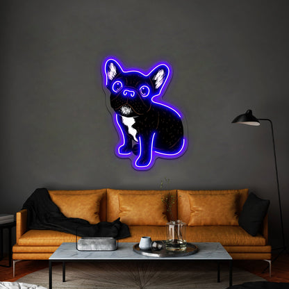 Cute Brindle Frenchie Puppy Artwork Business Led Sign - Shineneon