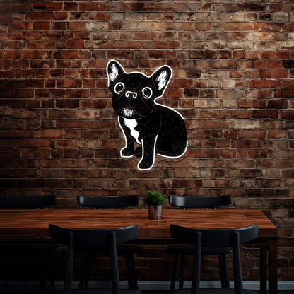 Cute Brindle Frenchie Puppy Artwork Business Led Sign - Shineneon