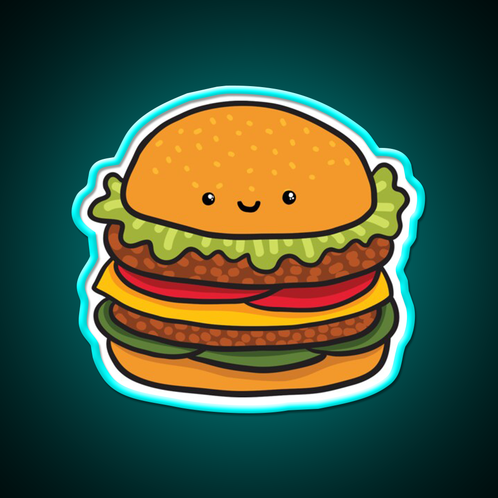 Cute Burger Hamburger Fast Food Led Neon Sign For Burger Place Rgb Color