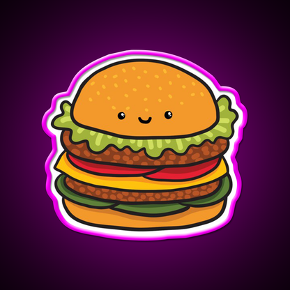 Cute Burger Hamburger Fast Food Led Neon Sign For Burger Place Rgb Color