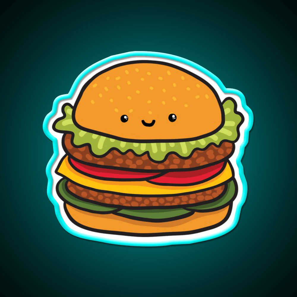 Cute Burger Hamburger Fast Food Led Neon Sign For Burger Place Rgb Color - Shineneon