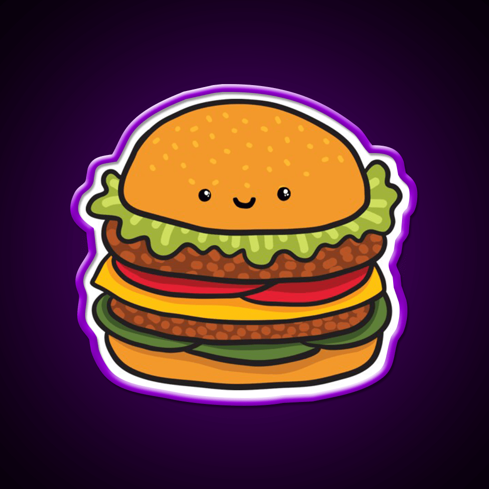 Cute Burger Hamburger Fast Food Led Neon Sign For Burger Place Rgb Color - Shineneon