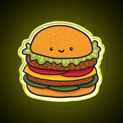 Cute Burger Hamburger Fast Food Led Neon Sign For Burger Place Rgb Color