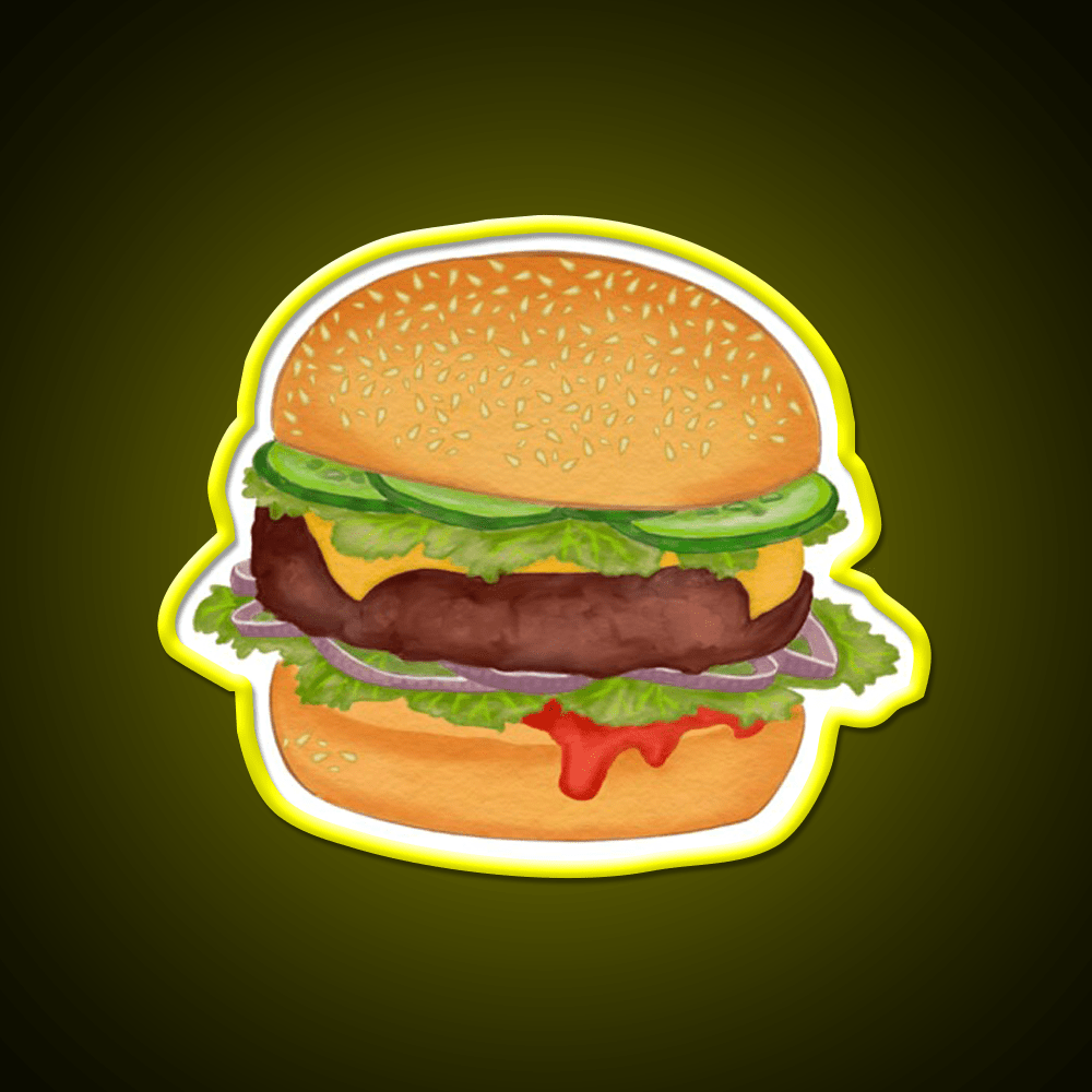 Cute Burger Print Fast Food Led Neon Sign For Burger Place Rgb Color - Shineneon