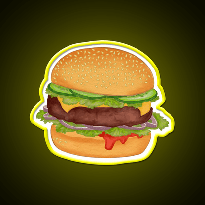 Cute Burger Print Fast Food Led Neon Sign For Burger Place Rgb Color - Shineneon