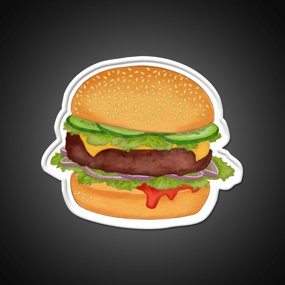 Cute Burger Print Fast Food Led Neon Sign For Burger Place Rgb Color - Shineneon