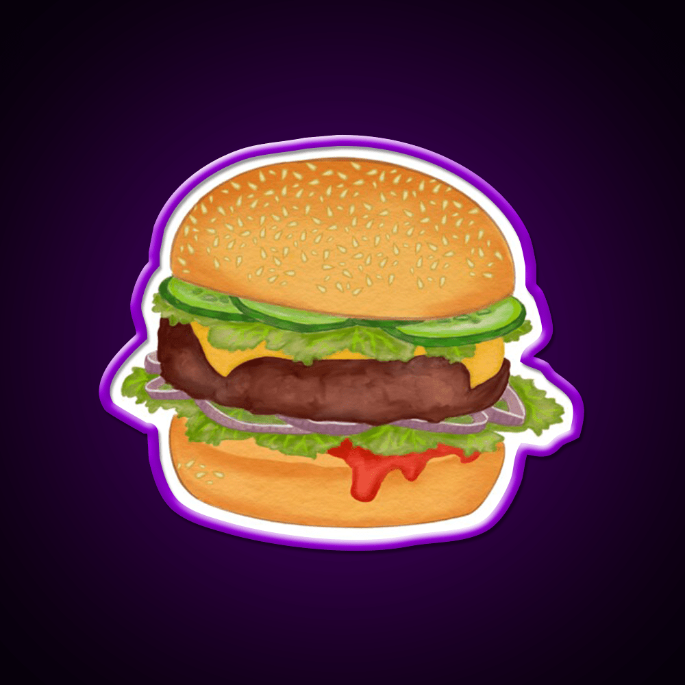 Cute Burger Print Fast Food Led Neon Sign For Burger Place Rgb Color - Shineneon
