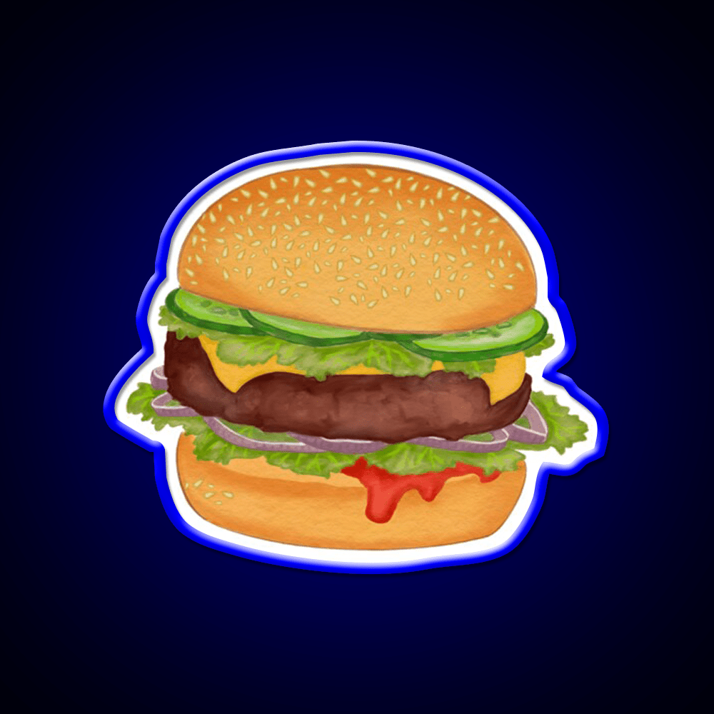 Cute Burger Print Fast Food Led Neon Sign For Burger Place Rgb Color - Shineneon