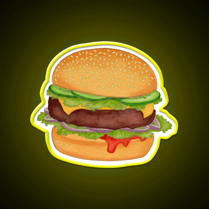 Cute Burger Print Fast Food Led Neon Sign For Burger Place Rgb Color