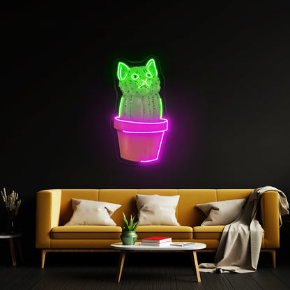 Cute Cacti Cat Neon Signs - Shineneon
