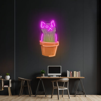Cute Cacti Cat Neon Signs - Shineneon