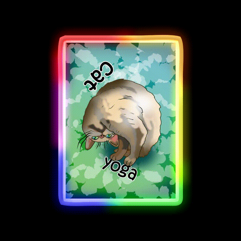 Cute Cat Yoga Led Neon Sign For Wellness Space Rgb Color