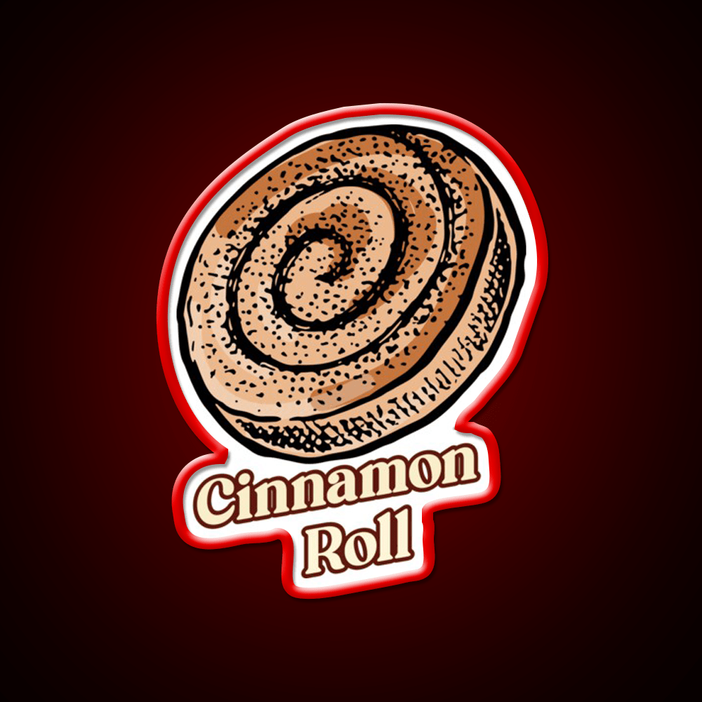 Cute Cinnamon Roll Delight Irresistible Pastry Snack Food Led Neon Sign Rgb Color - Shineneon