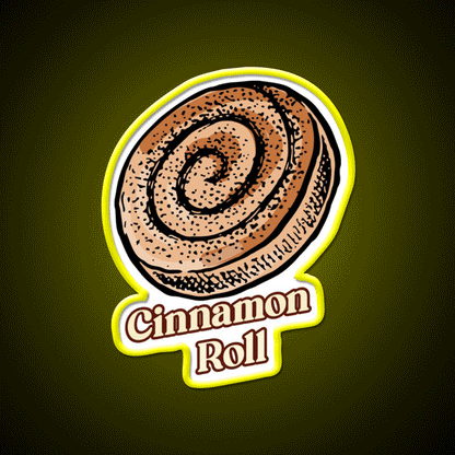 Cute Cinnamon Roll Delight Irresistible Pastry Snack Food Led Neon Sign Rgb Color - Custom LED neon sign front view