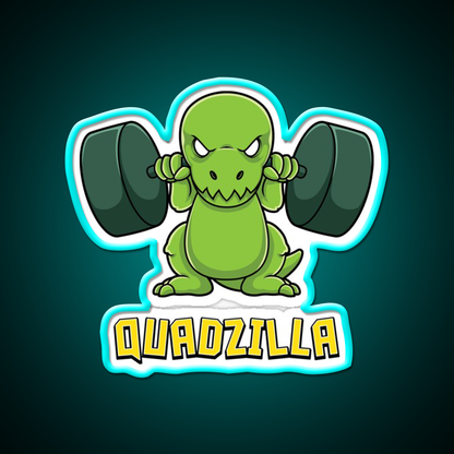 Cute Dinosaur Gym Workout Quadzilla Gift Gym Fitness Led Neon Sign Rgb Color - Size and dimension reference