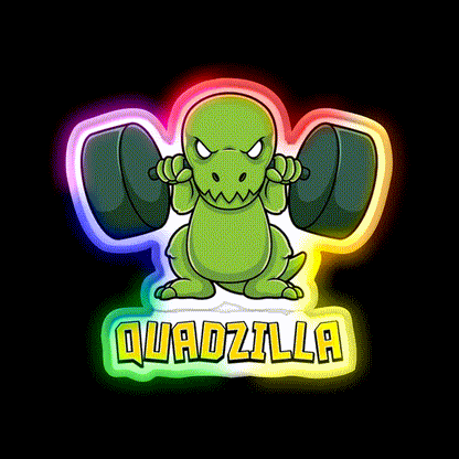 Cute Dinosaur Gym Workout Quadzilla Gift Gym Fitness Led Neon Sign Rgb Color - LED neon sign close-up detail