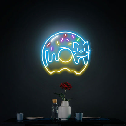 Cute Donut Cat Led Neon Sign Sweet Donuts Sign Wall Decor | Shineneon