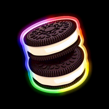 Cute Double Stack Oreo Cookies Snack Food Led Neon Sign Rgb Color - LED neon sign close-up detail