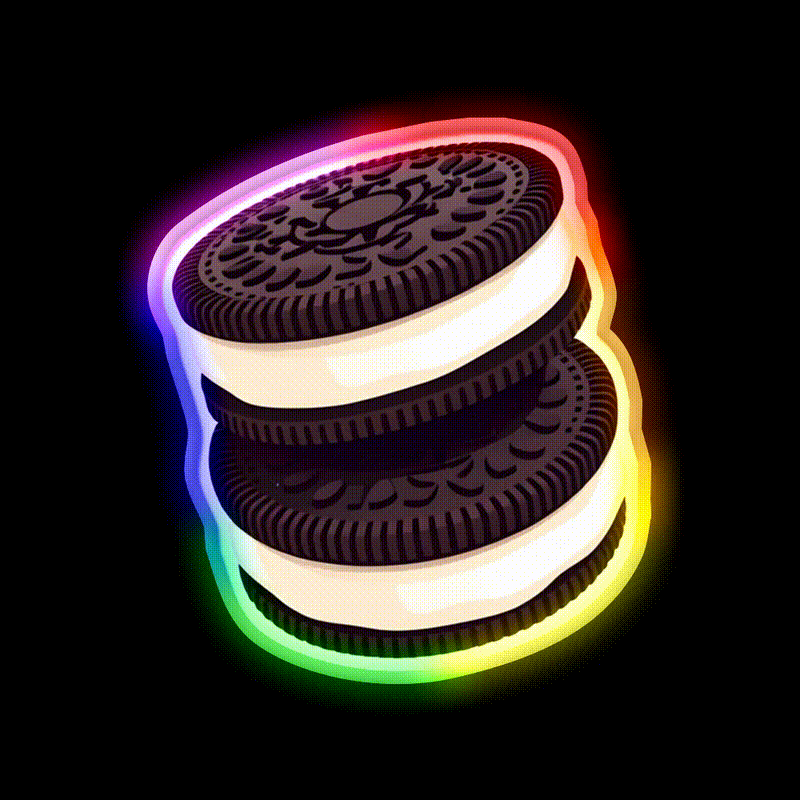 Cute Double Stack Oreo Cookies Snack Food Led Neon Sign Rgb Color - LED neon sign close-up detail