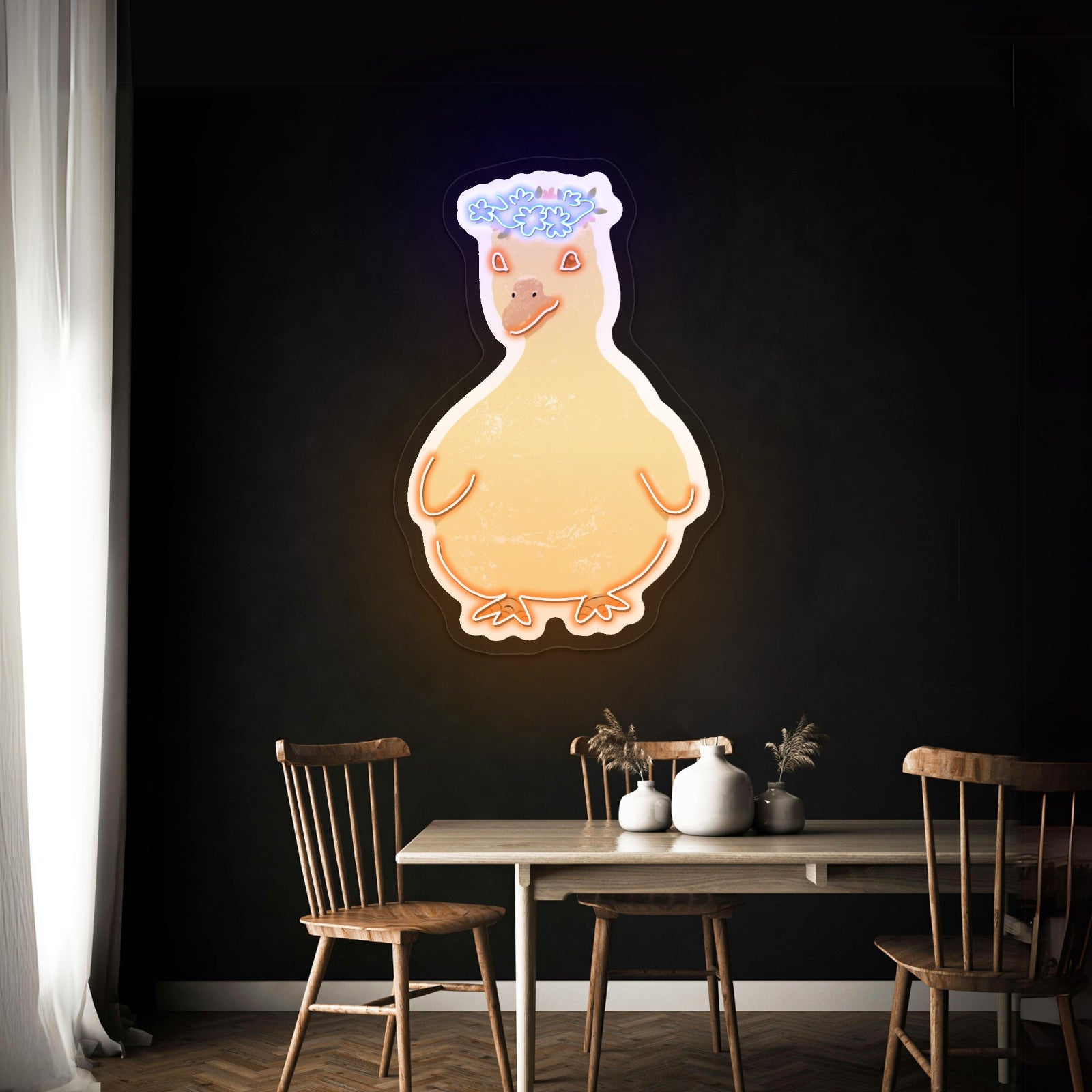 Cute Duck Flower Crown Neon Signs - Shineneon