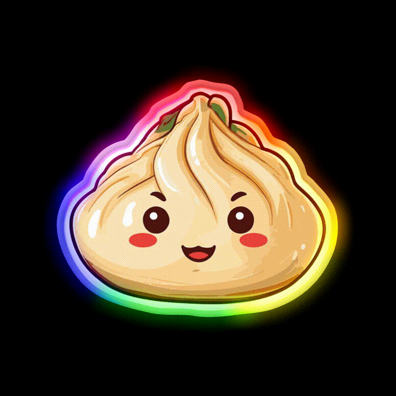 Cute Dumpling Led Neon Sign Chinese Food Rgb Color