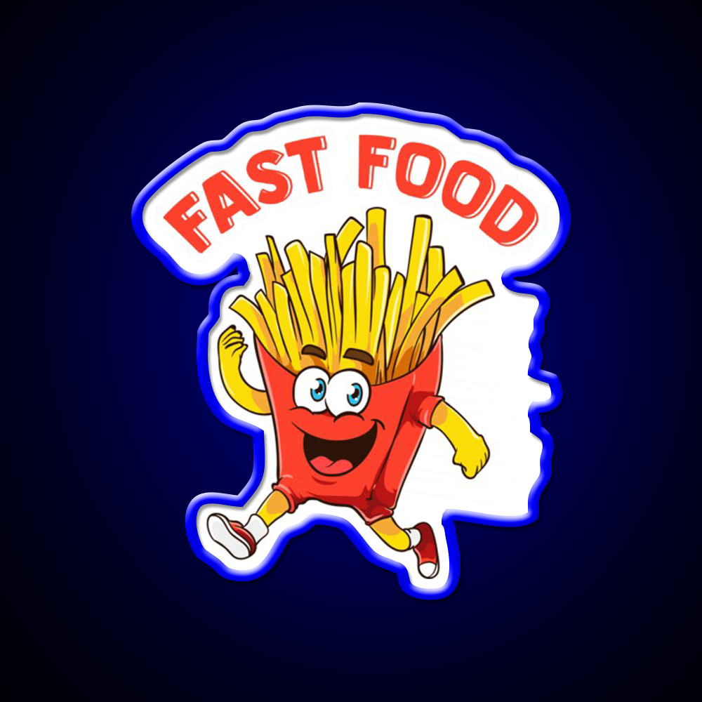 Cute Fast Food French Fries Joke Fast Food Led Neon Sign For Burger Place Rgb Color