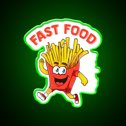 Cute Fast Food French Fries Joke Fast Food Led Neon Sign For Burger Place Rgb Color