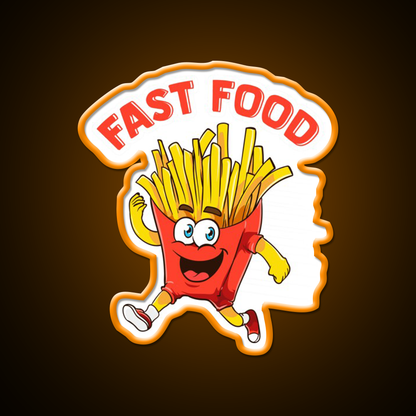 Cute Fast Food French Fries Joke Fast Food Led Neon Sign For Burger Place Rgb Color
