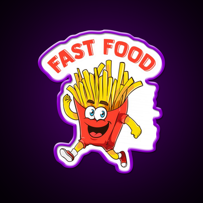 Cute Fast Food French Fries Joke Fast Food Led Neon Sign For Burger Place Rgb Color