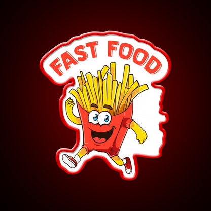 Cute Fast Food French Fries Joke Fast Food Led Neon Sign For Burger Place Rgb Color