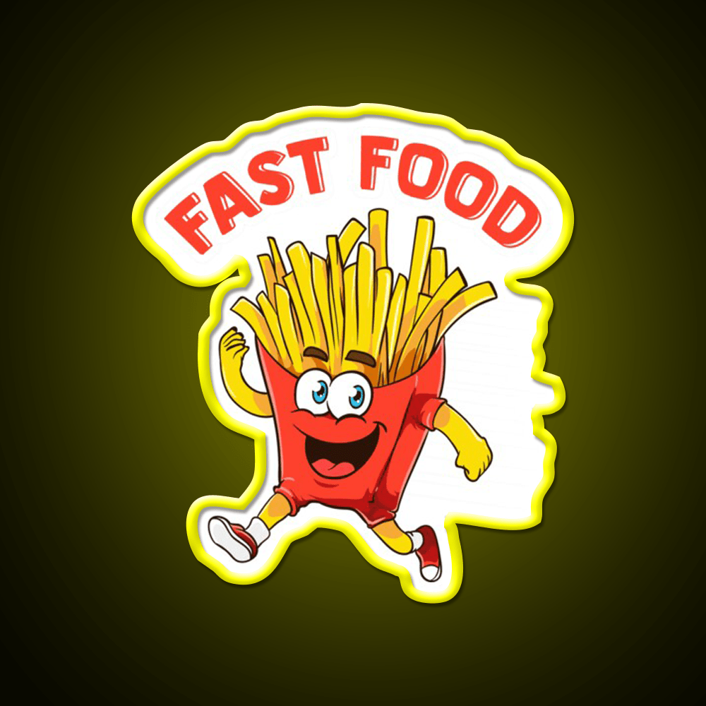 Cute Fast Food French Fries Joke Fast Food Led Neon Sign For Burger Place Rgb Color - Shineneon