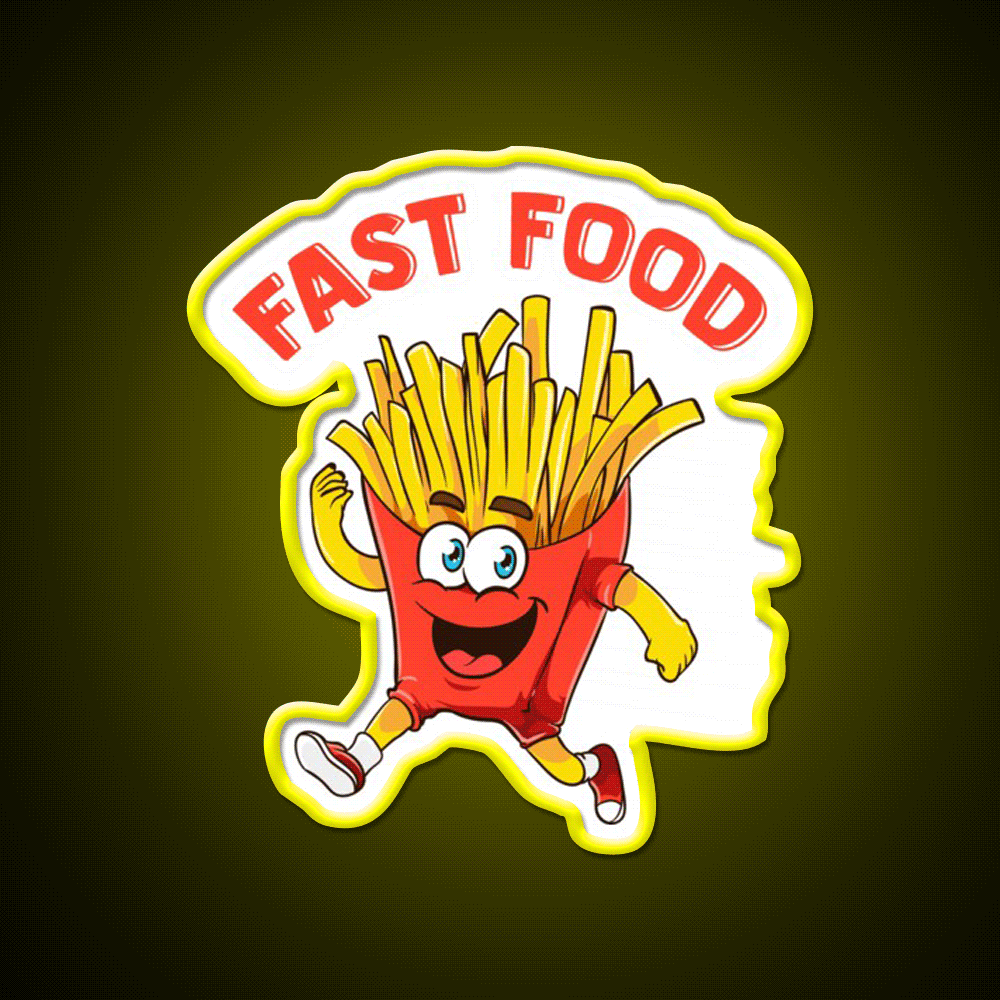 Cute Fast Food French Fries Joke Fast Food Led Neon Sign For Burger Place Rgb Color