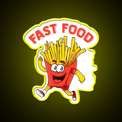 Cute Fast Food French Fries Joke Fast Food Led Neon Sign For Burger Place Rgb Color