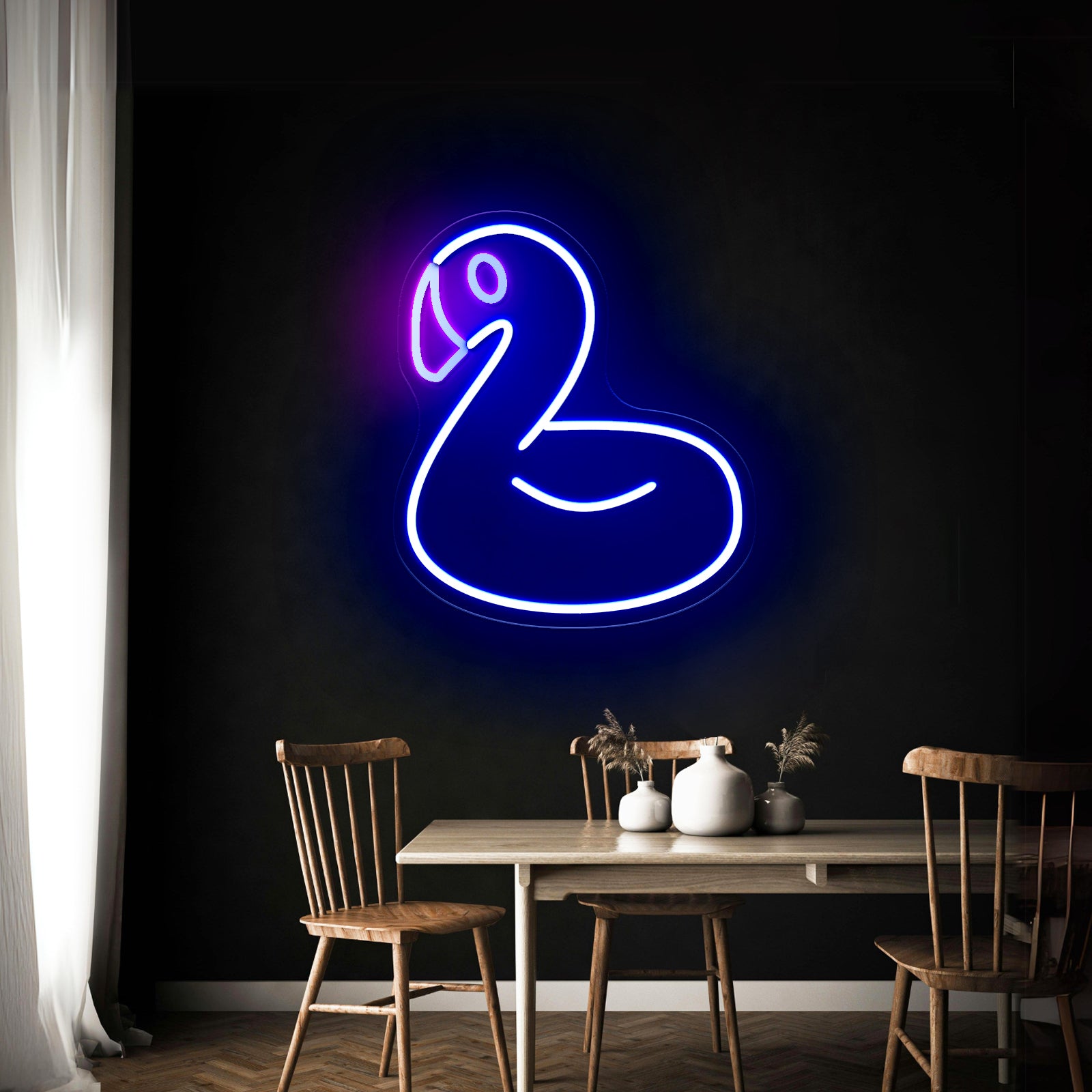 Cute Flamingo Balloon Led Neon Sign For Kids Room