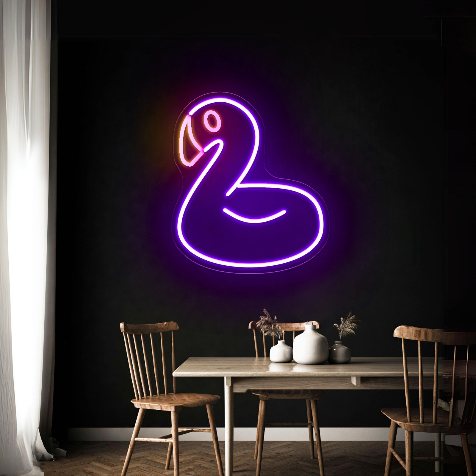 Cute Flamingo Balloon Led Neon Sign For Kids Room