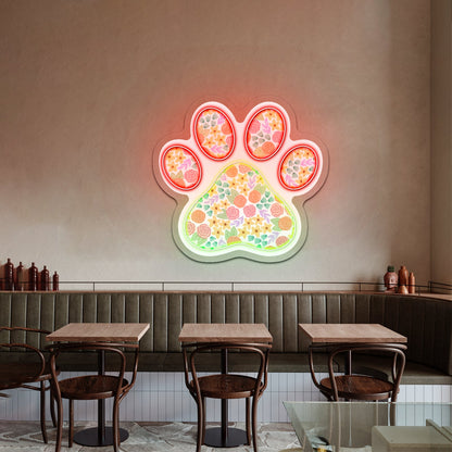 Cute Floral Paw Print Cute Neon Signs For Pet Lover - Shineneon