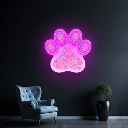 Cute Floral Paw Print Cute Neon Signs For Pet Lover - Shineneon