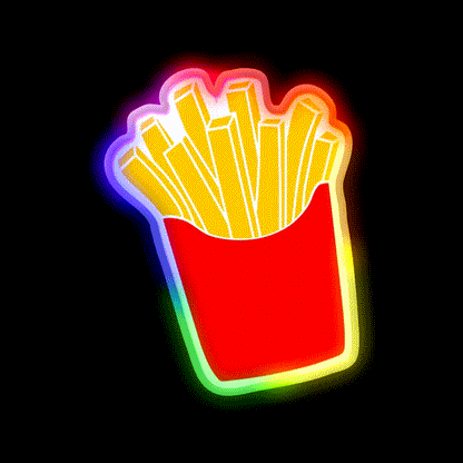 Cute Fries Fast Food Led Neon Sign For Burger Place Rgb Color