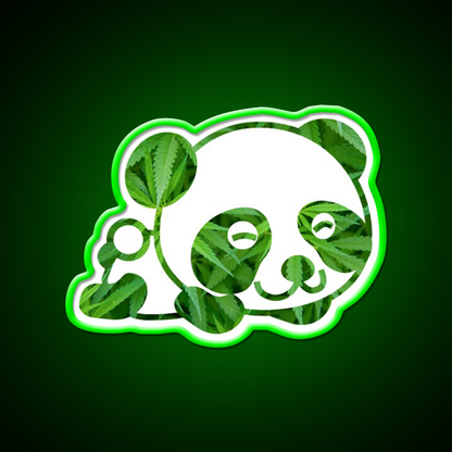 Cute Funny Panda Panda Hemp Inspired Green Leaf Led Neon Sign Rgb Color - LED neon sign view 8