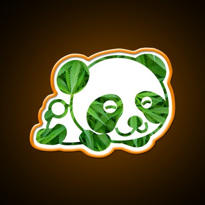 Cute Funny Panda Panda Hemp Inspired Green Leaf Led Neon Sign Rgb Color - LED neon sign view 6