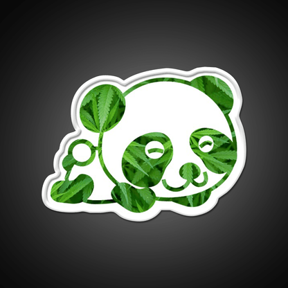 Cute Funny Panda Panda Hemp Inspired Green Leaf Led Neon Sign Rgb Color - Shineneon