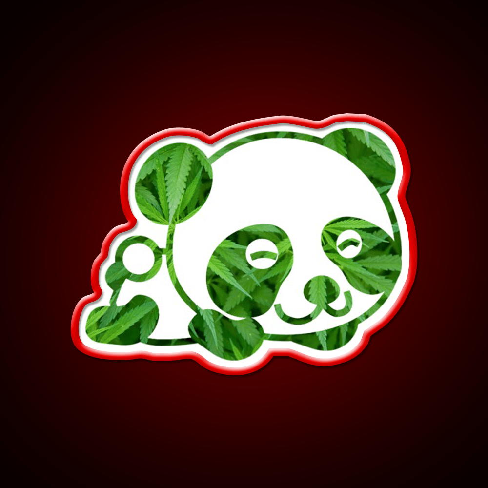 Cute Funny Panda Panda Hemp Inspired Green Leaf Led Neon Sign Rgb Color - Shineneon