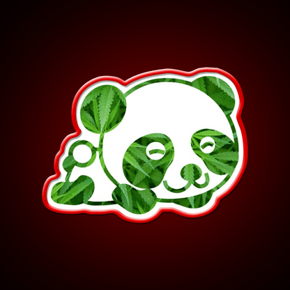 Cute Funny Panda Panda Hemp Inspired Green Leaf Led Neon Sign Rgb Color - Shineneon