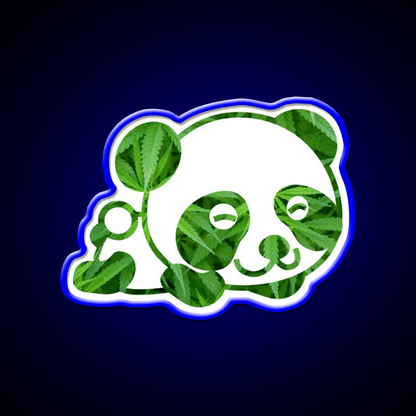 Cute Funny Panda Panda Hemp Inspired Green Leaf Led Neon Sign Rgb Color - Shineneon