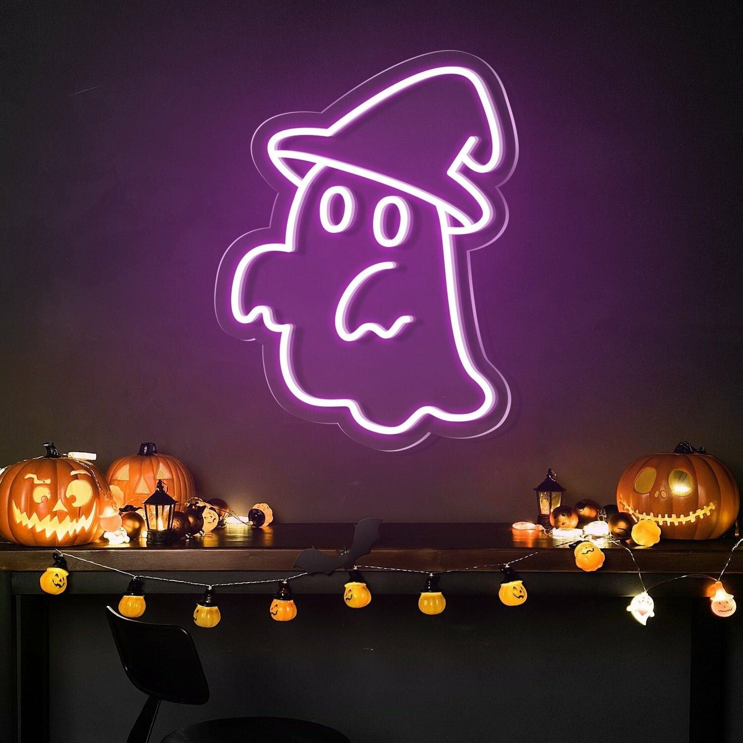 Cute Ghost Hat Halloween Neon Sign For Homes | Shineneon