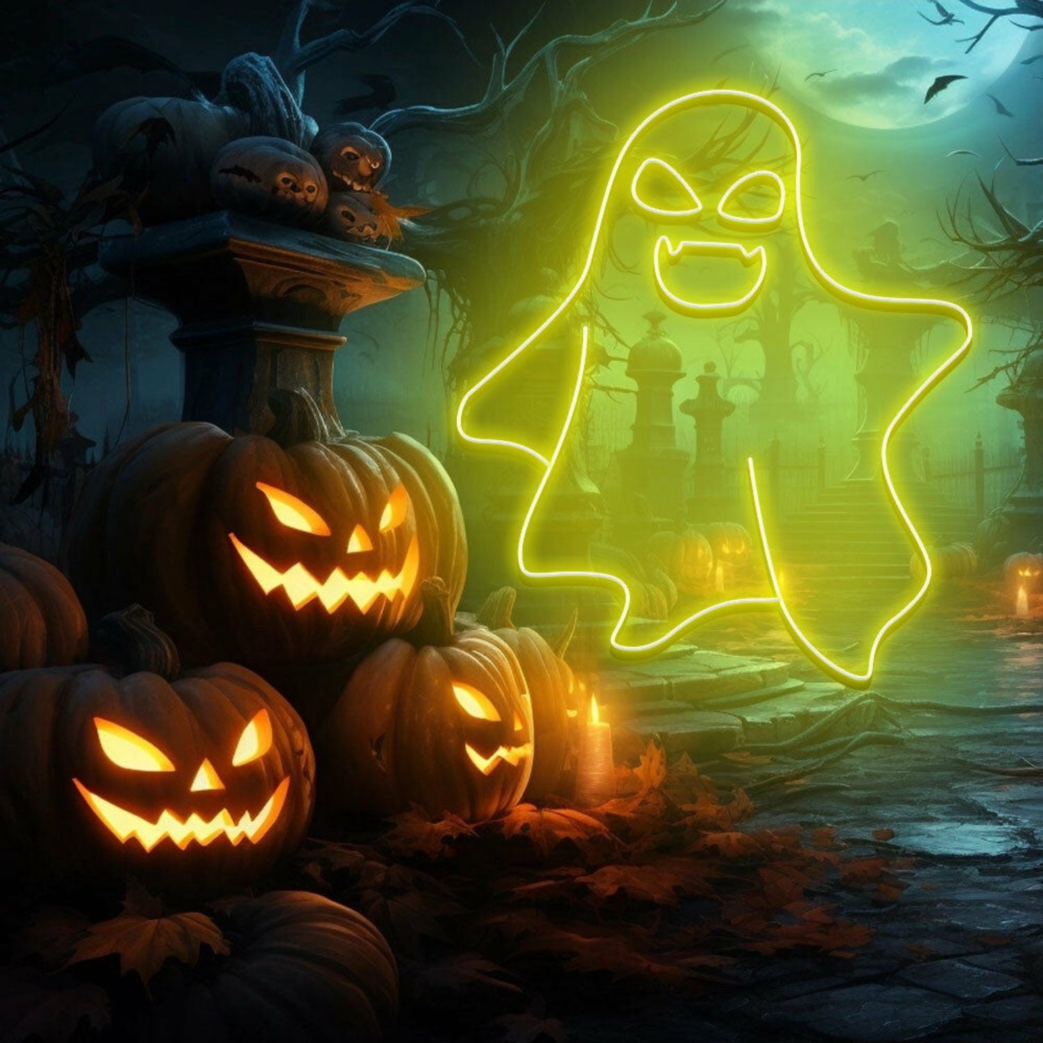 Cute Ghost Led Neon Sign Halloween Wall Art For Spooky Decoration | Shineneon