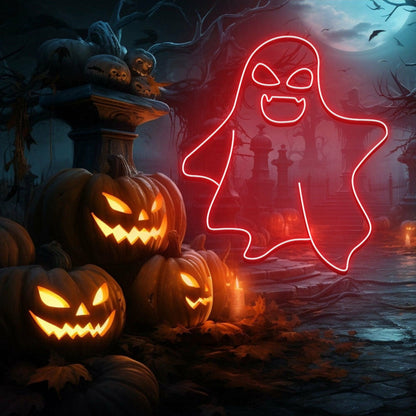 Cute Ghost Led Neon Sign Halloween Wall Art For Spooky Decoration | Shineneon